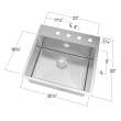 Transolid Diamond 23in x 22in 16 Gauge  Dual Mount Single Bowl Kitchen Sink with MR2 Holes
