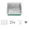 Transolid KKM-DTSB252210-4 Diamond Sink Kit with Single Bowl, 4 Pre-Drilled Holes, Magnetic Accessories Kit, and Drain Kit