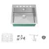 Transolid KKM-DTSB252210-5 Diamond Sink Kit with Single Bowl, 5 Pre-Drilled Holes, Magnetic Accessories Kit, and Drain Kit