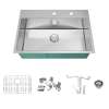 Transolid KKM-DTSS322210-FR2 Diamond Sink Kit with Single Bowl, 2 Pre-Drilled Holes, Magnetic Accessories Kit, and Drain Kit