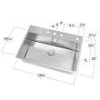Transolid Diamond 32in x 22in 16 Gauge Super  Dual Mount Single Bowl Kitchen Sink with MR2 Holes