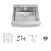 Transolid KKM-DTSSF302510-ML2 Diamond Sink Kit with Farmhouse Style Single Bowl, 2 Pre-Drilled Holes, Magnetic Accessories Kit, and Drain Kit