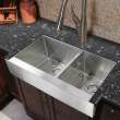 Transolid Diamond 36in x 20in 16 Gauge Undermount Double Bowl Farmhouse Kitchen Sink
