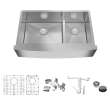 Transolid KKM-DUSSF362210 Diamond Sink Kit with Farmhouse Style Super Single Bowl, Magnetic Accessories Kit, and Drain Kit