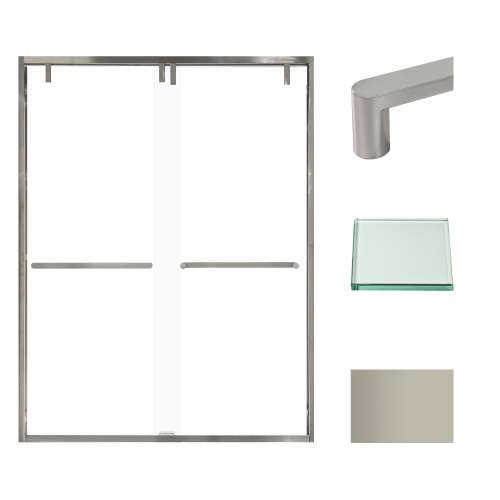 Transolid EBPT608010C-R-BN Eden 56-60-in W x 80-in H Semi-Frameless By-Pass Shower Door in Brushed Nickel with Clear Glass