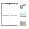 Transolid EBPT608010C-S-BN Eden 56-60-in W x 80-in H Semi-Frameless By-Pass Shower Door in Brushed Nickel with Clear Glass