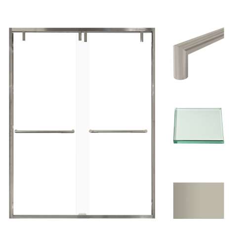 Transolid EBPT608010C-T-BN Eden 56-60-in W x 80-in H Semi-Frameless By-Pass Shower Door in Brushed Nickel with Clear Glass