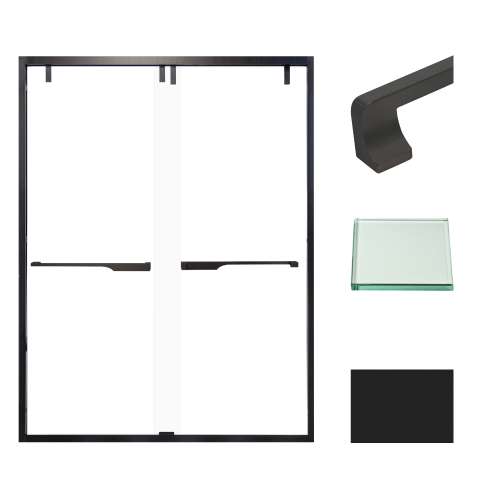 Transolid EBPT608010C-J-MB Eden 56-60-in W x 80-in H Semi-Frameless By-Pass Shower Door in Matte Black with Clear Glass