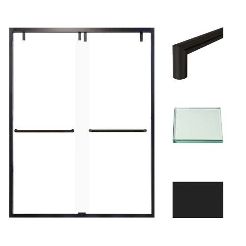 Transolid EBPT608010C-T-MB Eden 56-60-in W x 80-in H Semi-Frameless By-Pass Shower Door in Matte Black with Clear Glass