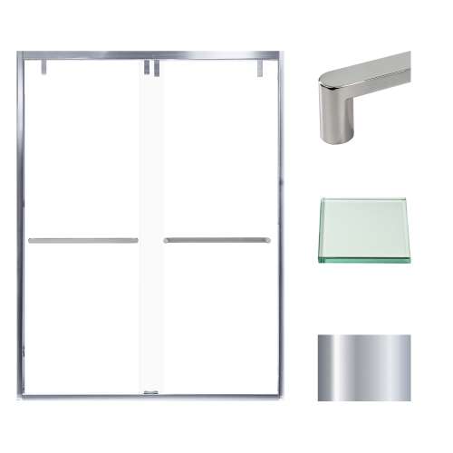 Transolid EBPT608010C-R-PC Eden 56-60-in W x 80-in H Semi-Frameless By-Pass Shower Door in Polished Chrome with Clear Glass