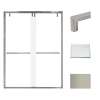 Transolid EBPT608010L-R-BN Eden 56-60-in W x 80-in H Semi-Frameless By-Pass Shower Door in Brushed Nickel with Low Iron Glass