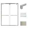 Transolid EBPT608010L-S-BN Eden 56-60-in W x 80-in H Semi-Frameless By-Pass Shower Door in Brushed Nickel with Low Iron Glass