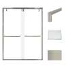 Transolid EBPT608010L-T-BN Eden 56-60-in W x 80-in H Semi-Frameless By-Pass Shower Door in Brushed Nickel with Low Iron Glass