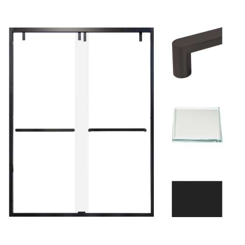 Transolid EBPT608010L-R-MB Eden 56-60-in W x 80-in H Semi-Frameless By-Pass Shower Door in Matte Black with Low Iron Glass