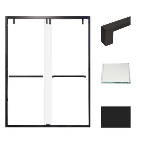 Transolid EBPT608010L-S-MB Eden 56-60-in W x 80-in H Semi-Frameless By-Pass Shower Door in Matte Black with Low Iron Glass