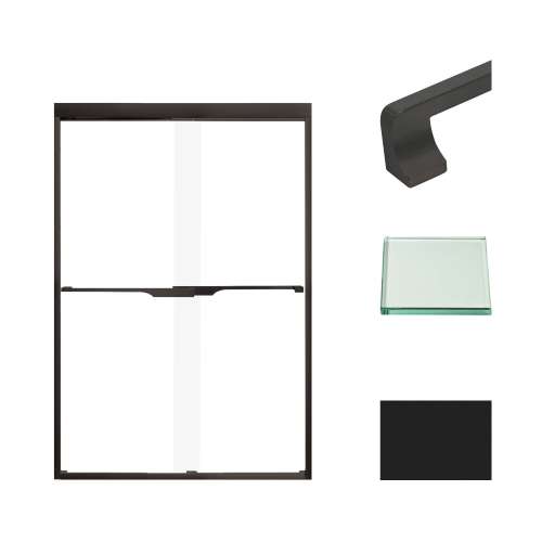 Transolid FBPT487008C-J-MB Frederick 45.75-47 in. W x 70 in. H Semi-Frameless Bypass Shower Door in Matte Black with Clear Glass