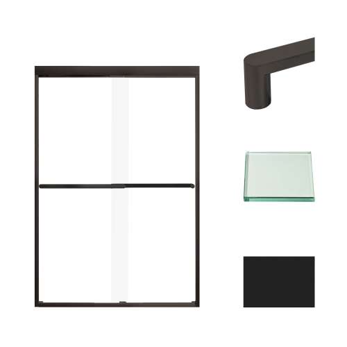 Transolid FBPT487008C-R-MB Frederick 45.75-47 in. W x 70 in. H Semi-Frameless Bypass Shower Door in Matte Black with Clear Glass
