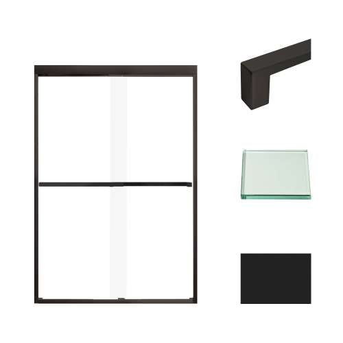 Transolid FBPT487008C-S-MB Frederick 45.75-47 in. W x 70 in. H Semi-Frameless Bypass Shower Door in Matte Black with Clear Glass