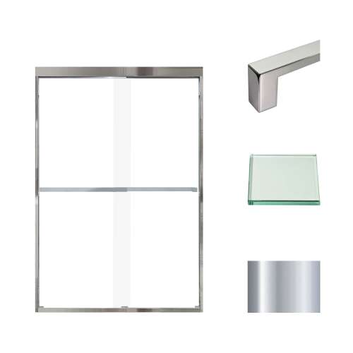 Transolid FBPT487008C-S-PC Frederick 45.75-47 in. W x 70 in. H Semi-Frameless Bypass Shower Door in Polished Chrome with Clear Glass