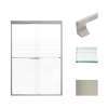 Transolid FBPT487008F-J-BN Frederick 45.75-47 in. W x 70 in. H Semi-Frameless Bypass Shower Door in Brushed Stainless with Frosted Glass