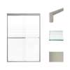 Transolid FBPT487008F-T-BN Frederick 45.75-47 in. W x 70 in. H Semi-Frameless Bypass Shower Door in Brushed Stainless with Frosted Glass