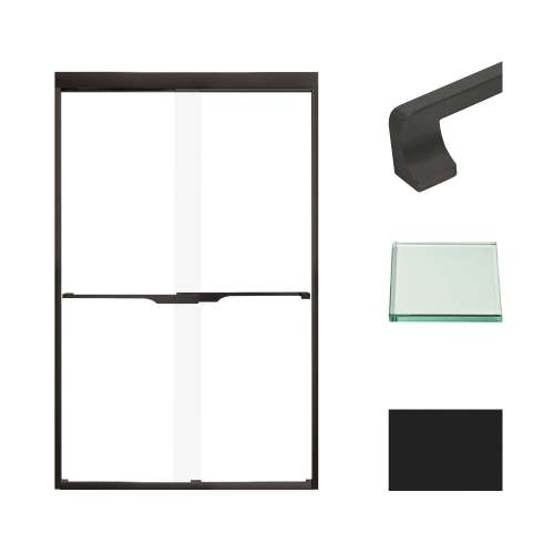 Transolid FBPT487608C-J-MB Frederick 45.75-47 in. W x 76 in. H Semi-Frameless Bypass Shower Door in Matte Black with Clear Glass