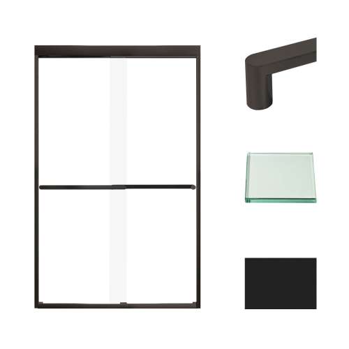 Transolid FBPT487608C-R-MB Frederick 45.75-47 in. W x 76 in. H Semi-Frameless Bypass Shower Door in Matte Black with Clear Glass