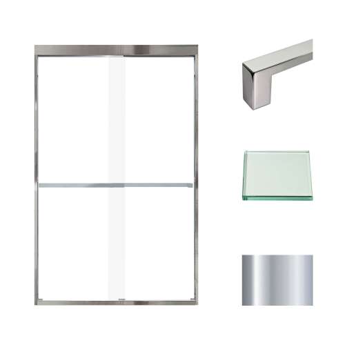 Transolid FBPT487608C-S-PC Frederick 45.75-47 in. W x 76 in. H Semi-Frameless Bypass Shower Door in Polished Chrome with Clear Glass