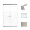 Transolid FBPT487608F-J-BN Frederick 45.75-47 in. W x 76 in. H Semi-Frameless Bypass Shower Door in Brushed Stainless with Frosted Glass