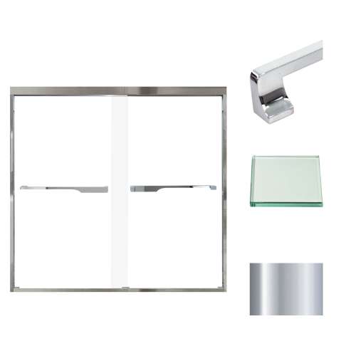 Transolid FBPT605808C-J-PC Frederick 57.75-59 in. W x 58 in. H Semi-Frameless Bypass Shower Door in Polished Chrome with Clear Glass
