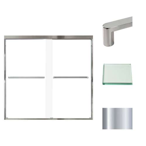 Transolid FBPT605808C-R-PC Frederick 57.75-59 in. W x 58 in. H Semi-Frameless Bypass Shower Door in Polished Chrome with Clear Glass
