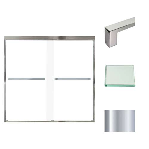 Transolid FBPT605808C-S-PC Frederick 57.75-59 in. W x 58 in. H Semi-Frameless Bypass Shower Door in Polished Chrome with Clear Glass