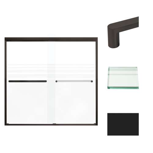 Transolid FBPT605808F-R-MB Frederick 57.75-59 in. W x 58 in. H Semi-Frameless Bypass Shower Door in Matte Black with Frosted Glass