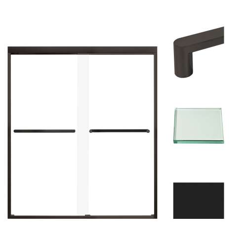 Transolid FBPT606608C-R-MB Frederick 57.75-59 in. W x 66 in. H Semi-Frameless Bypass Shower Door in Matte Black with Clear Glass