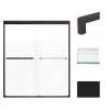 Transolid FBPT607008F-R-MB Frederick 57.75-59 in. W x 70 in. H Semi-Frameless Bypass Shower Door in Matte Black with Frosted Glass