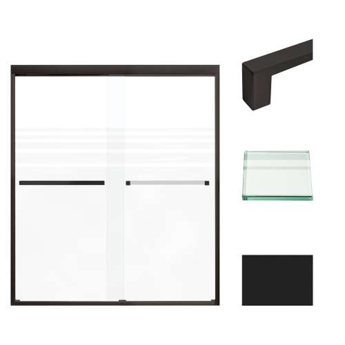Transolid FBPT607008F-S-MB Frederick 57.75-59 in. W x 70 in. H Semi-Frameless Bypass Shower Door in Matte Black with Frosted Glass