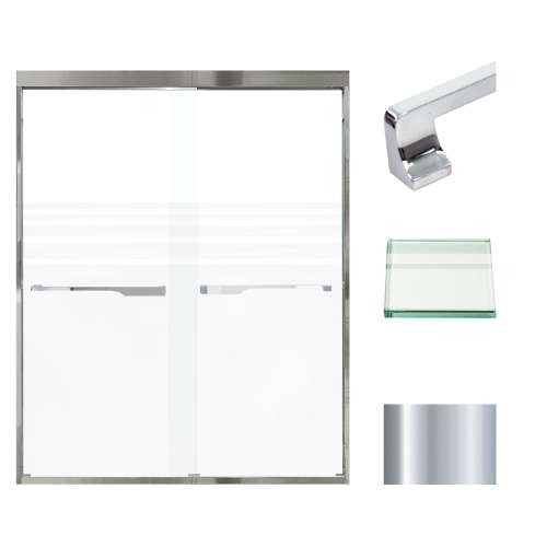 Transolid FBPT607608F-J-PC Frederick 57.75-59 in. W x 76 in. H Semi-Frameless Bypass Shower Door in Polished Chrome with Frosted Glass