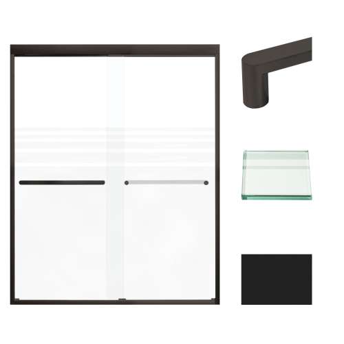 Transolid FBPT607608F-R-MB Frederick 57.75-59 in. W x 76 in. H Semi-Frameless Bypass Shower Door in Matte Black with Frosted Glass