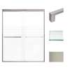 Transolid FBPT607608F-S-BN Frederick 57.75-59 in. W x 76 in. H Semi-Frameless Bypass Shower Door in Brushed Stainless with Frosted Glass