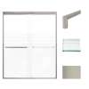 Transolid FBPT607608F-T-BN Frederick 57.75-59 in. W x 76 in. H Semi-Frameless Bypass Shower Door in Brushed Stainless with Frosted Glass
