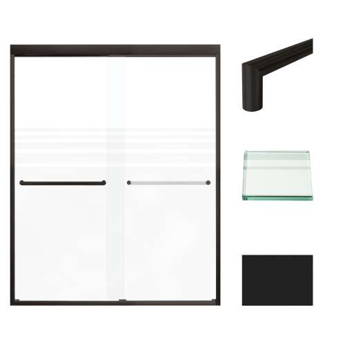 Transolid FBPT607608F-T-MB Frederick 57.75-59 in. W x 76 in. H Semi-Frameless Bypass Shower Door in Matte Black with Frosted Glass