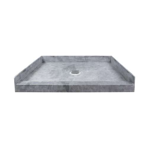 Transolid FTT4940C Ready to Tile 49-in L x 40.5-in W Shower Base with Center Drain in Dark Grey