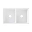 Transolid Aries 33in x 20in Undermount Double Bowl Farmhouse Fireclay Kitchen Sink with Reversible (Roman/Plain) Front, in White