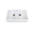 Transolid Villa Butler 32in x 20in Undermount Double Bowl Farmhouse Fireclay Kitchen Sink, 1 hole, in White