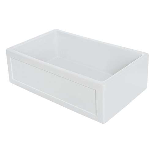 Transolid Abilene 30in x 20in Undermount Single Bowl Farmhouse Fireclay Kitchen Sink with Reversible (Country/Plain) Front, in White
