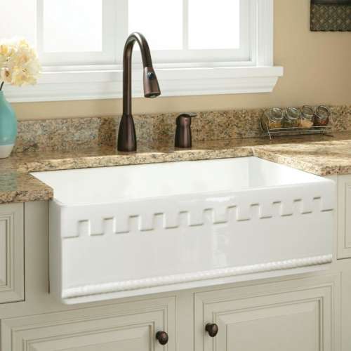 Transolid Covington 30in x 20in Undermount Single Bowl Farmhouse Fireclay Kitchen Sink with Reversible (English/Plain) Front, in White