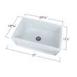 Transolid Versailles 30in x 20in Undermount Single Bowl Farmhouse Fireclay Kitchen Sink with Reversible (Frenchd/Plain) Front, in White with Grid, Strainer, Installation Kit