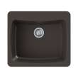 Transolid Genova 25in Granite Single Bowl Dual Mount 1-Hole Kitchen Sink with Grid, Strainer and Installation Kit