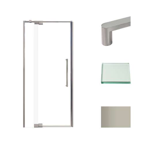 Transolid IPD367610C-R-BN Irene 32-36 in. W x 76 in. H Pivot Shower Door in Brushed Stainless with Clear Glass