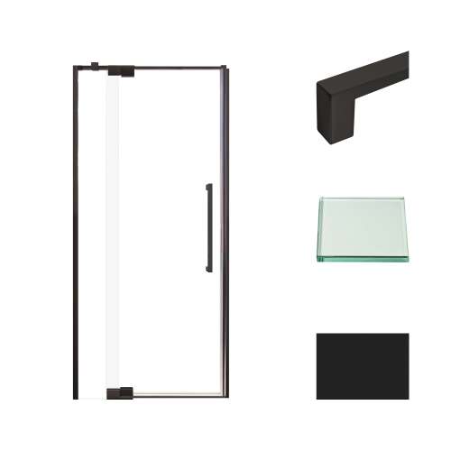 Transolid IPD367610C-S-MB Irene 32-36 in. W x 76 in. H Pivot Shower Door in Matte Black with Clear Glass